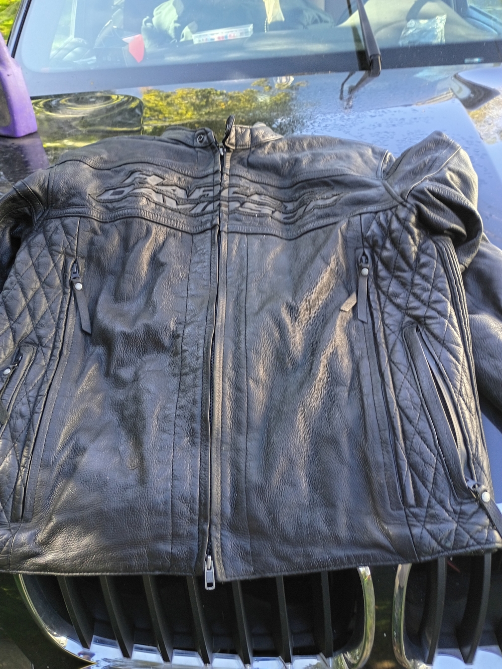 Harley-Davidson Black Quilted Leather Bomber Jacket